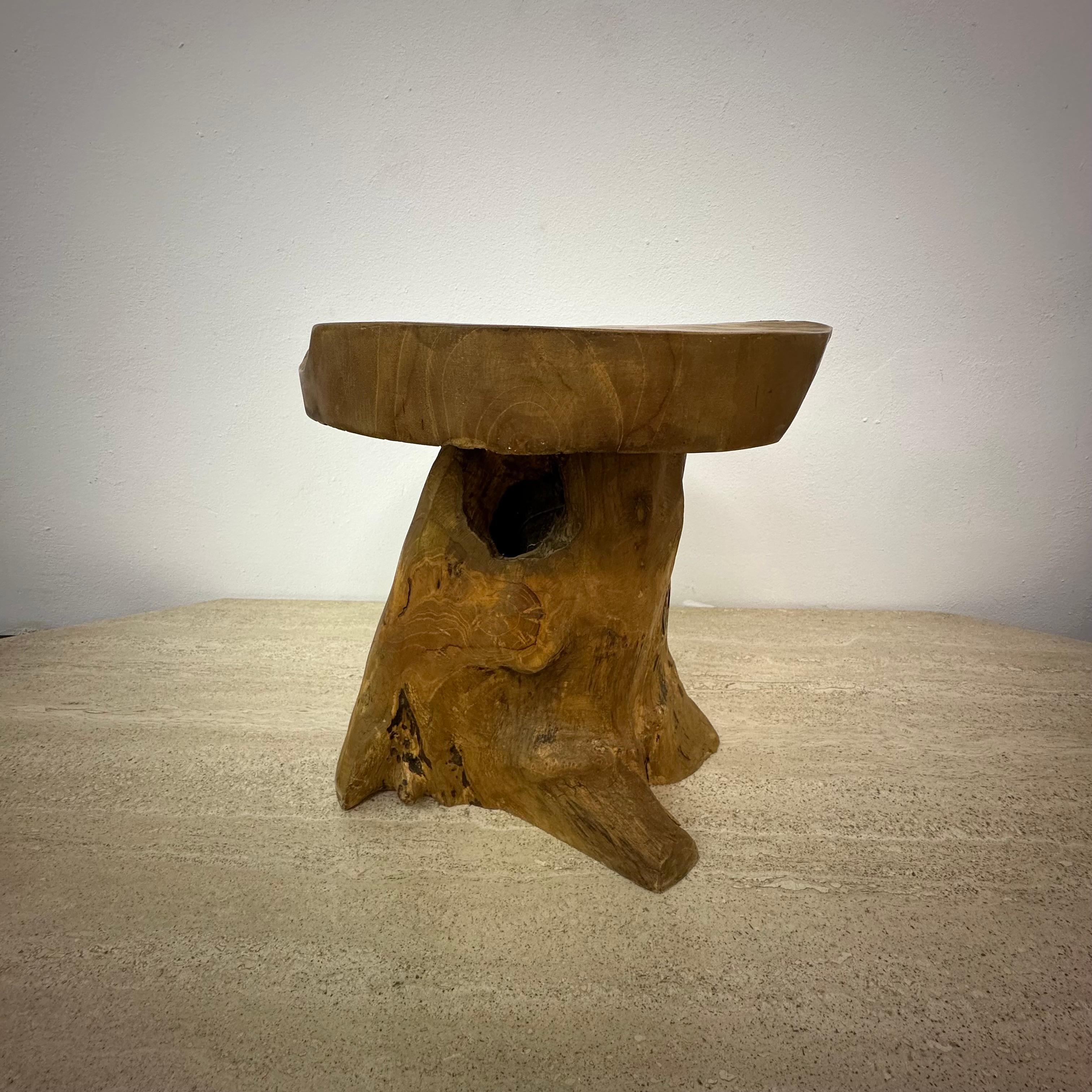 Dutch Solid wood tree side table , 1970s