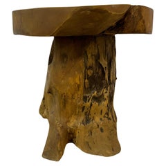 Solid wood tree side table , 1970s