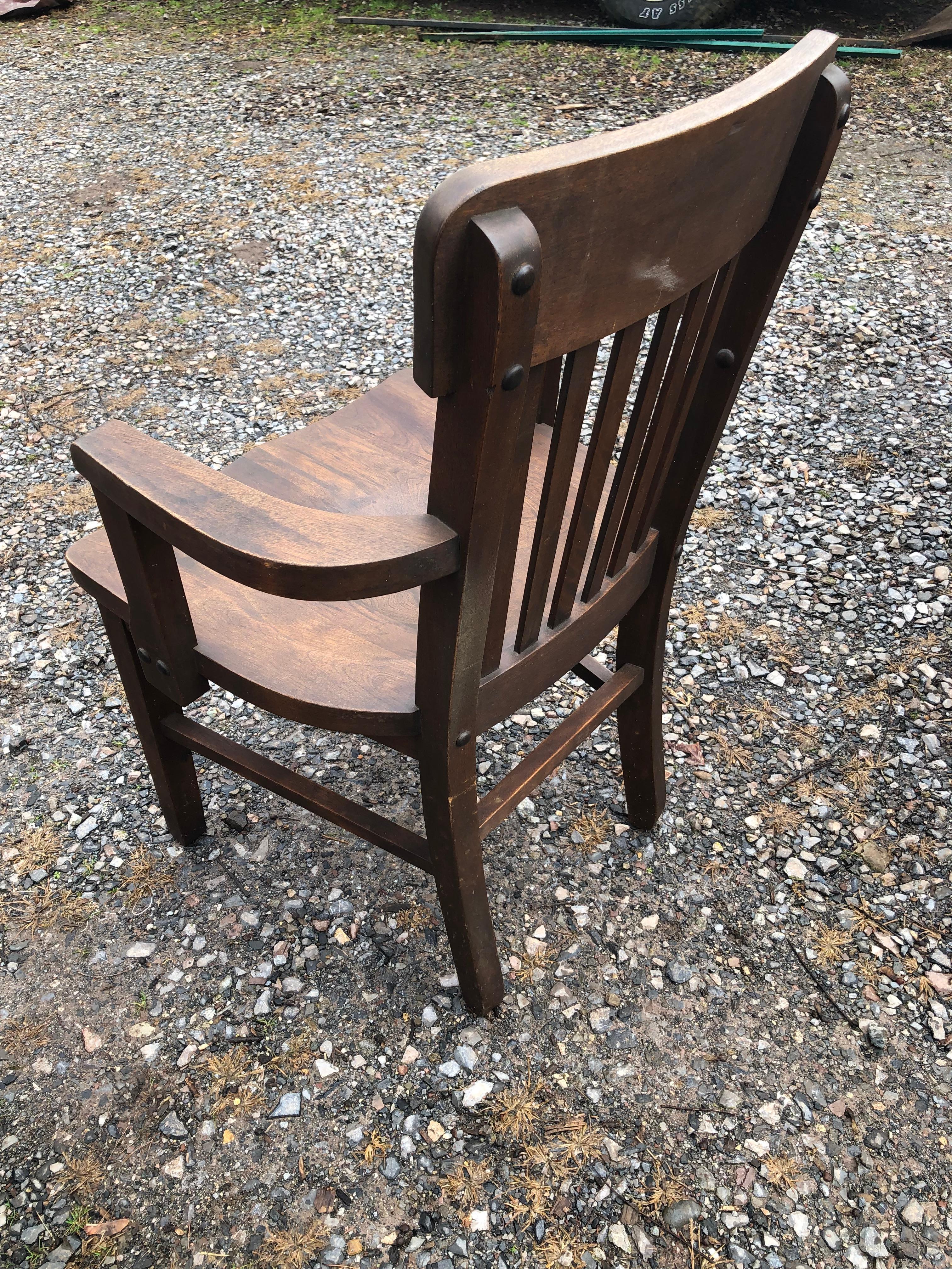 Solid Wood Vintage Bank Desk Chair For Sale 5
