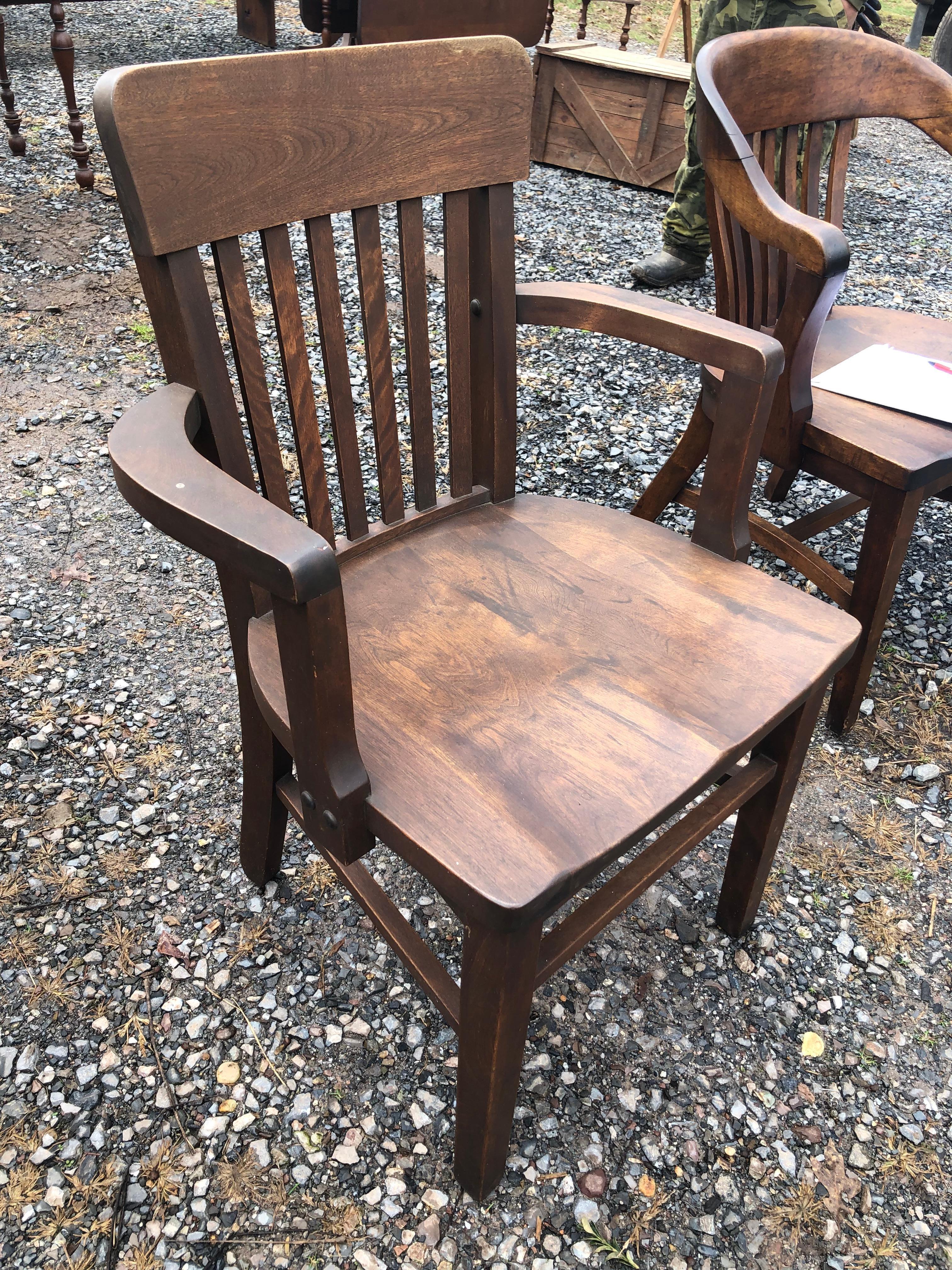 Solid Wood Vintage Bank Desk Chair For Sale 1