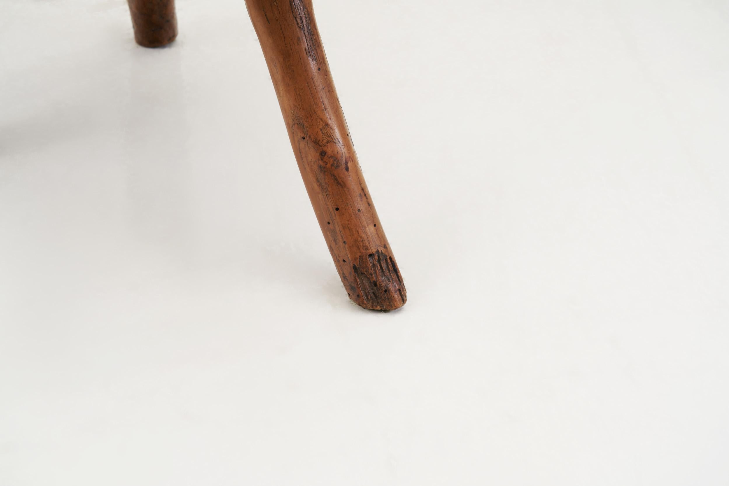 Solid Wood Wabi-Sabi Stool with Tripod Legs, Europe Mid-20th Century 6