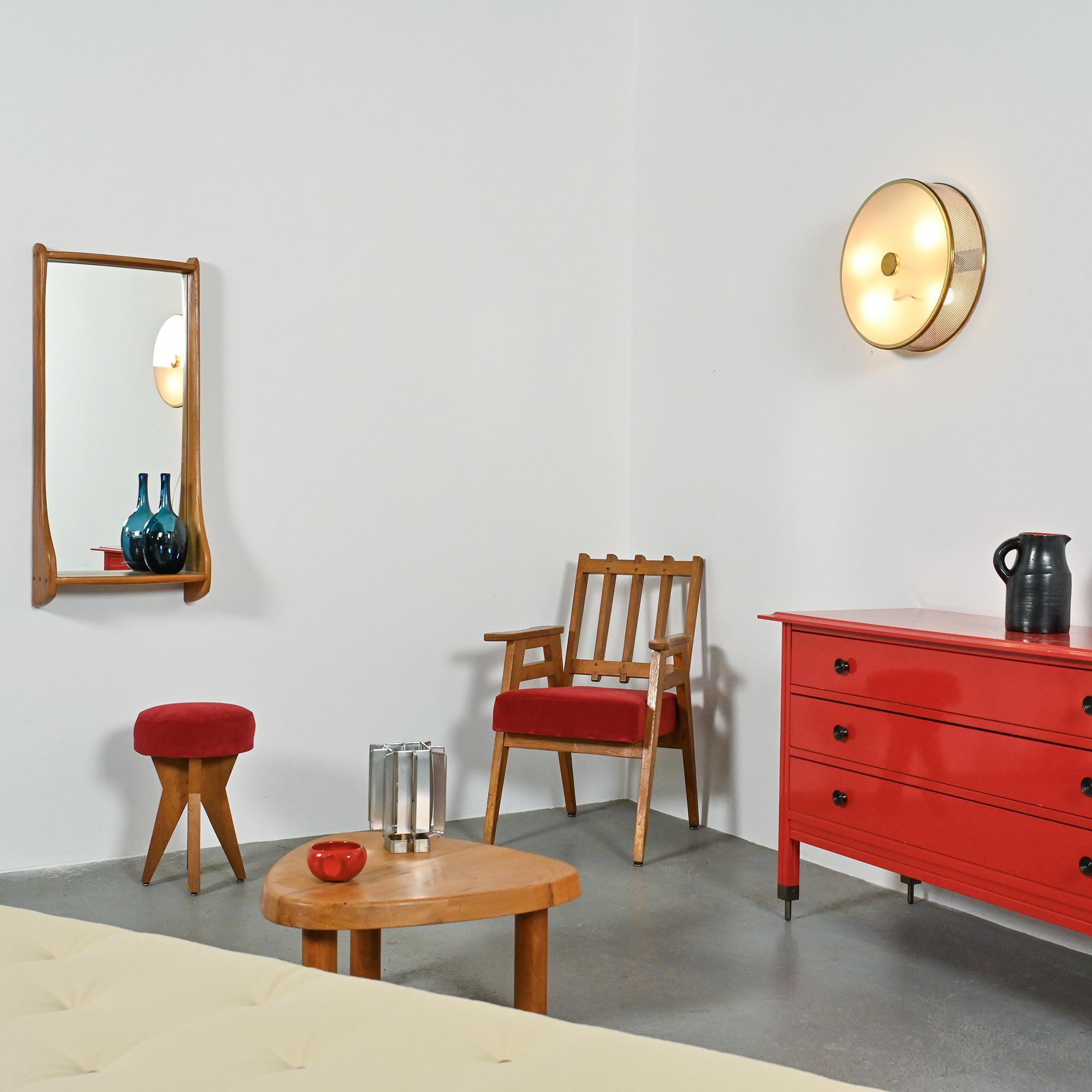 Miroir mural en bois massif, Franz Xaver Sproll, vers 1960 Bon état - En vente à VILLEURBANNE, FR