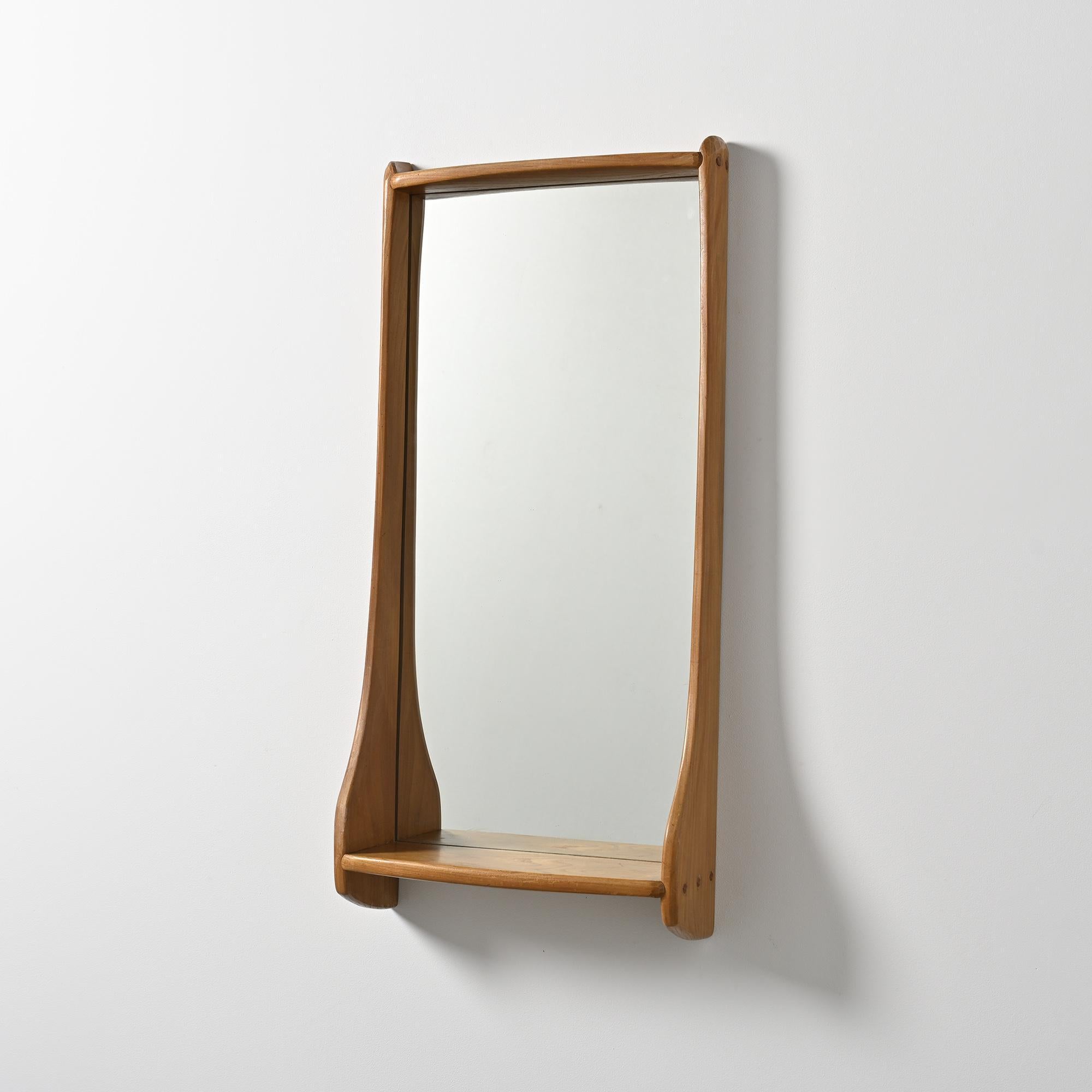 Bois Miroir mural en bois massif, Franz Xaver Sproll, vers 1960 en vente