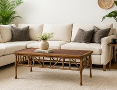 Solid Wood Walnut and Oak Coffee Table in Frank Lloyd Wright Style