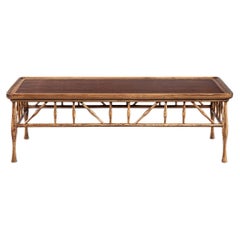 Mesa baja de madera maciza de nogal y roble al estilo Frank Lloyd Wright