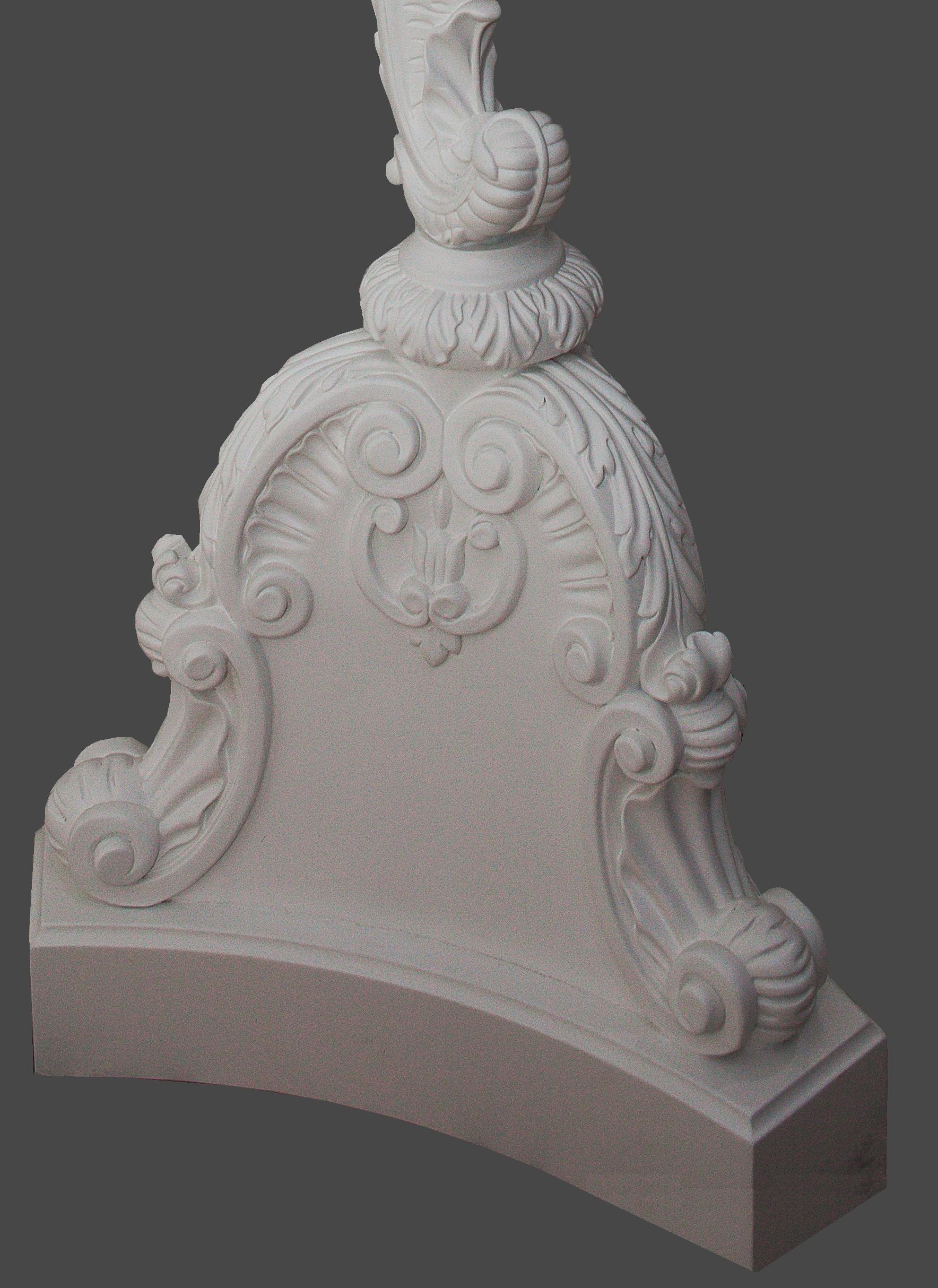 Solid Wood White High Pedestal in Baroque Revival Style, Hand Carved In New Condition For Sale In Hong Kong, HK