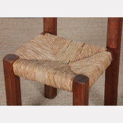 Solid wood wicker chair, French craftsmanship, 1950