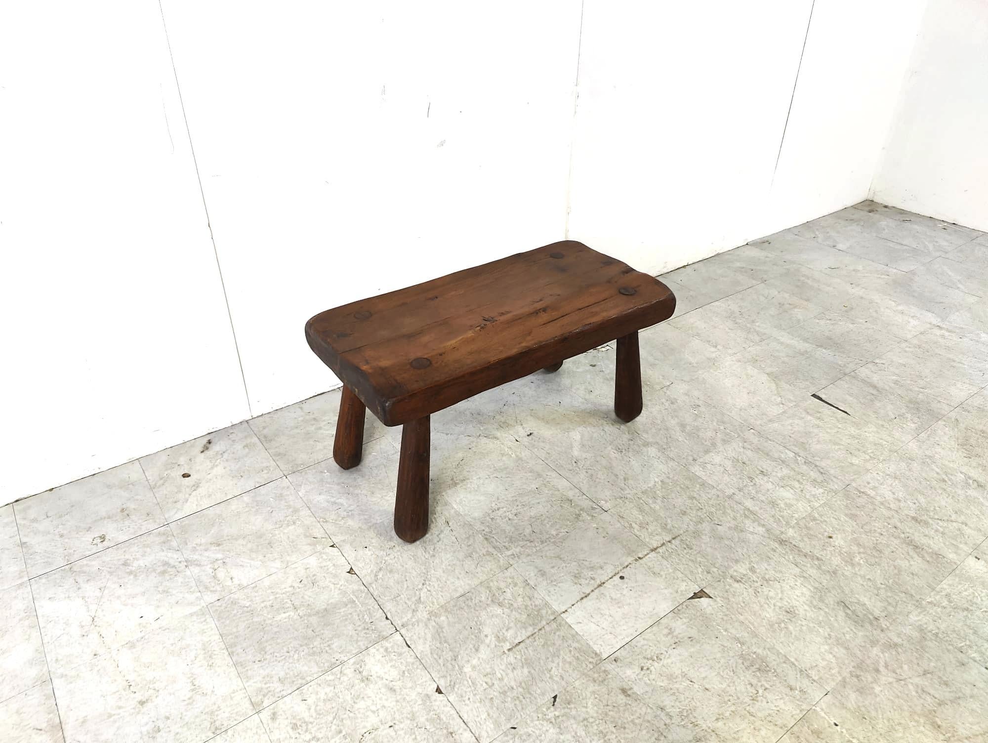Solid wooden brutalist coffee table, 1960s For Sale 3