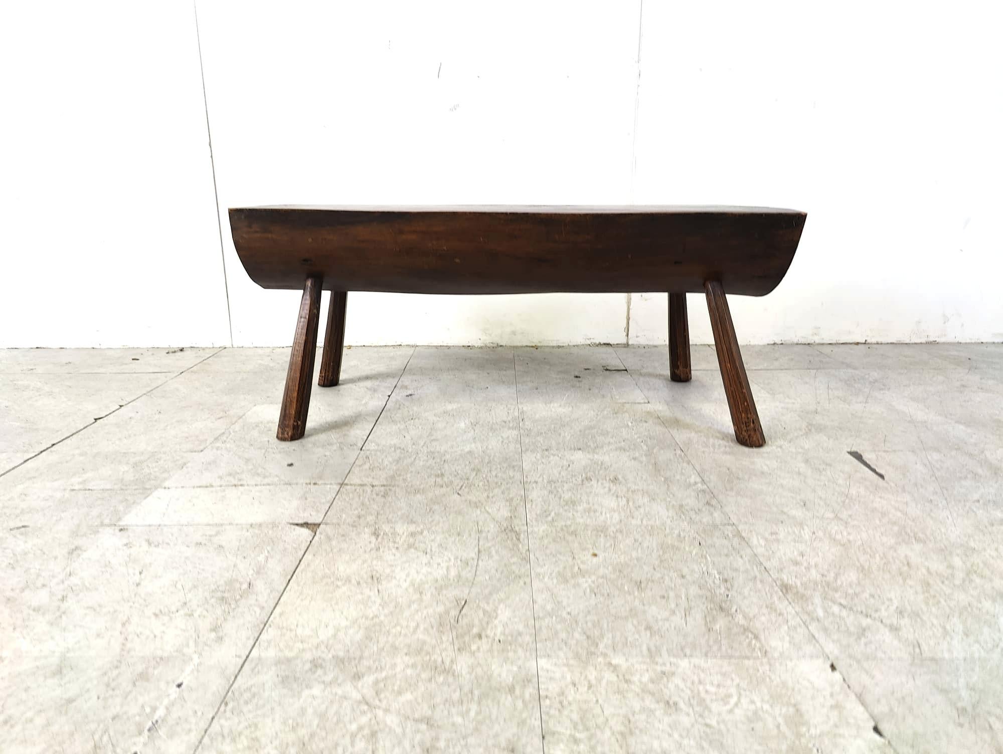 Solid wooden brutalist coffee table, 1960s For Sale 6
