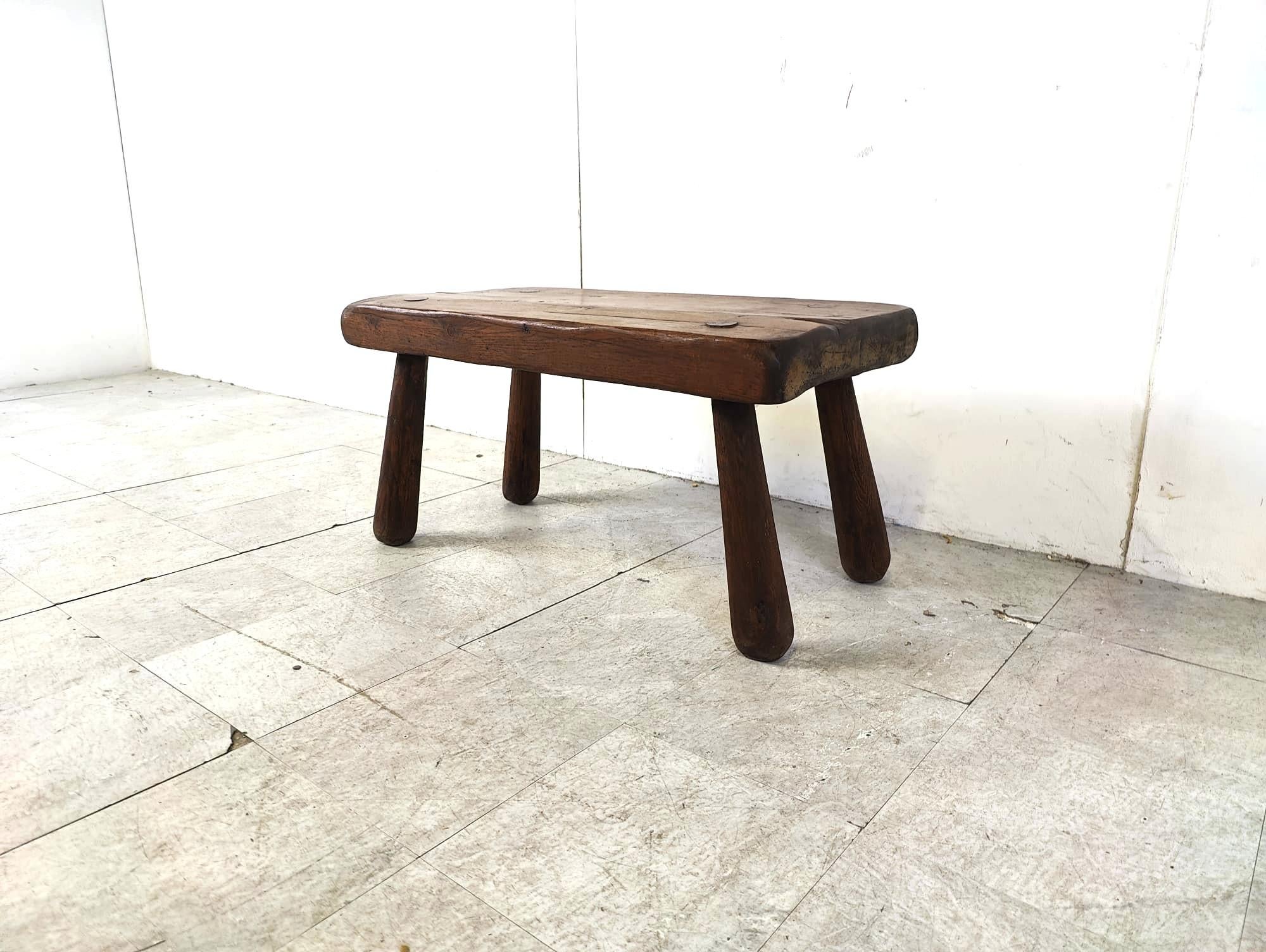 Solid wooden brutalist coffee table, 1960s For Sale 11