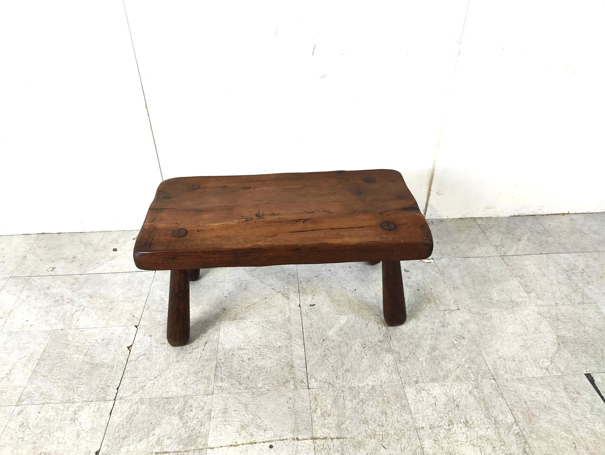 Solid wooden brutalist coffee table, 1960s For Sale 12