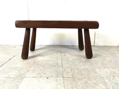 Solid wooden brutalist coffee table, 1960s