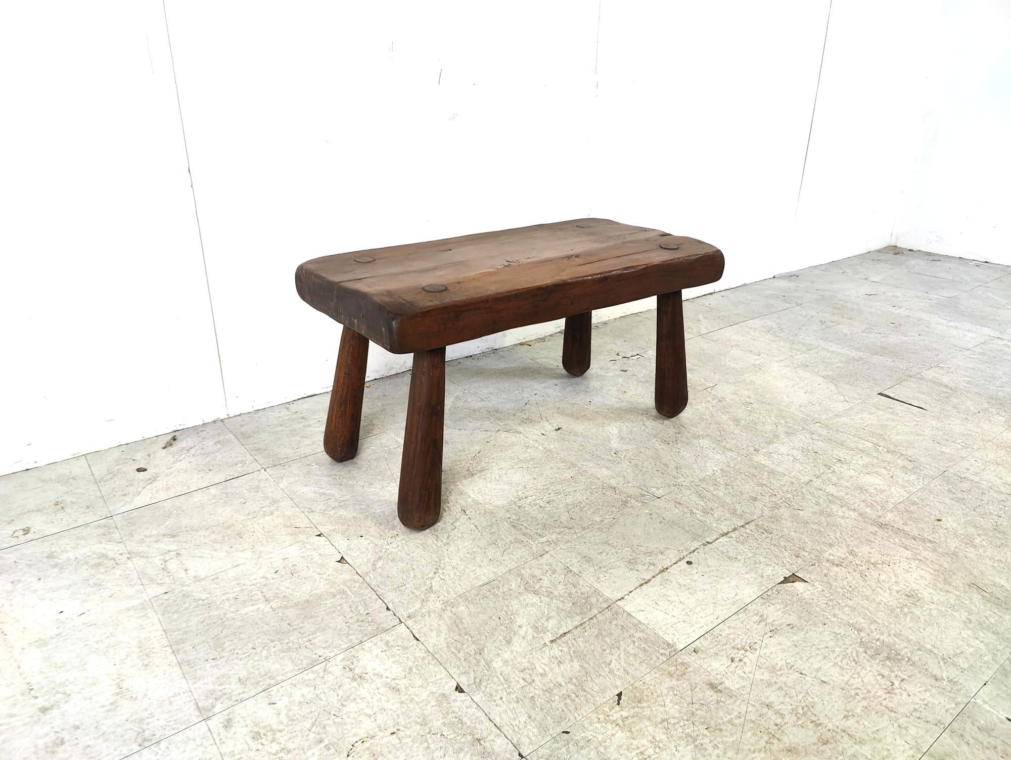 Solid wooden brutalist coffee table, 1960s For Sale 13
