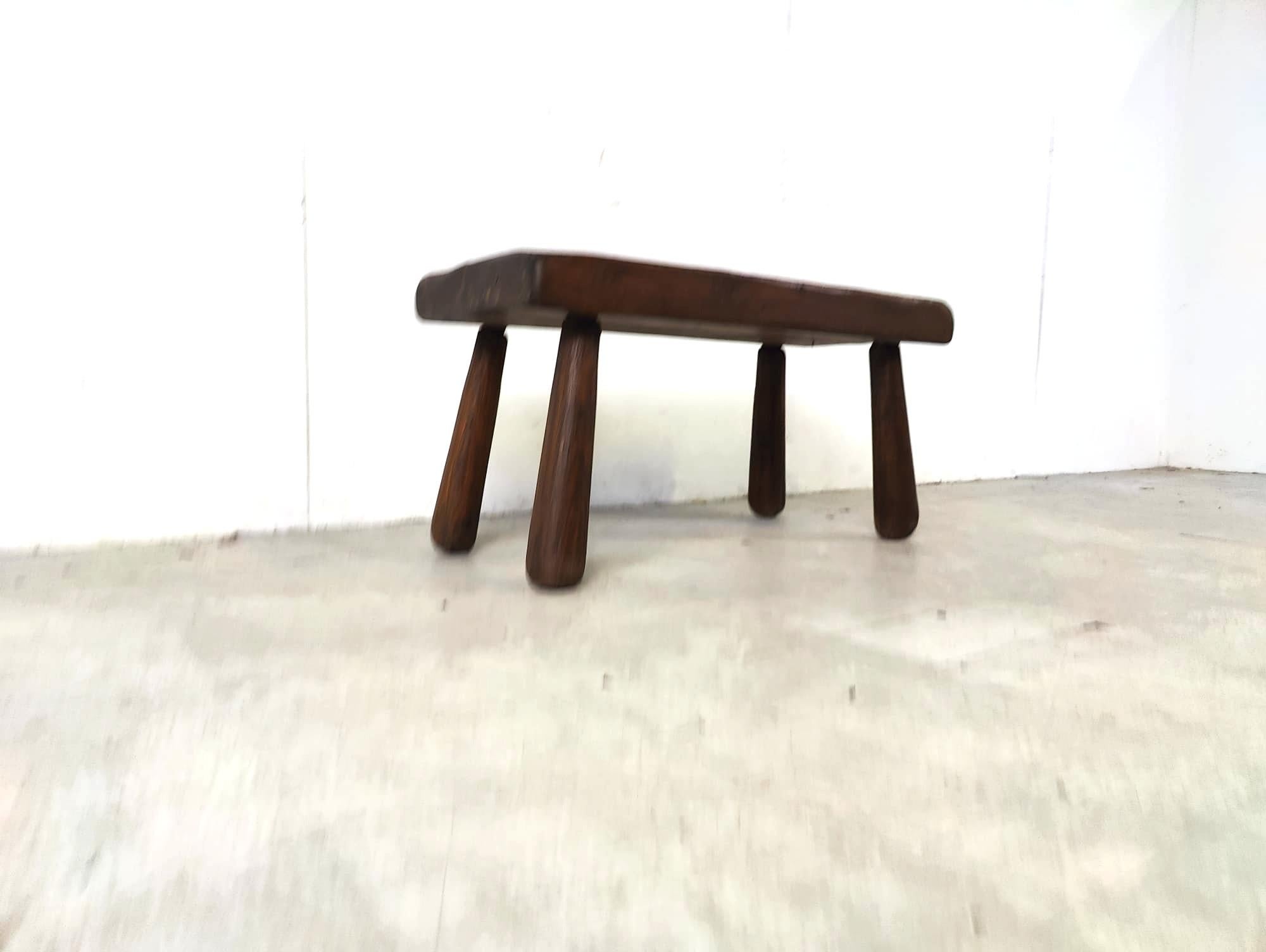 Belgian Solid wooden brutalist coffee table, 1960s For Sale