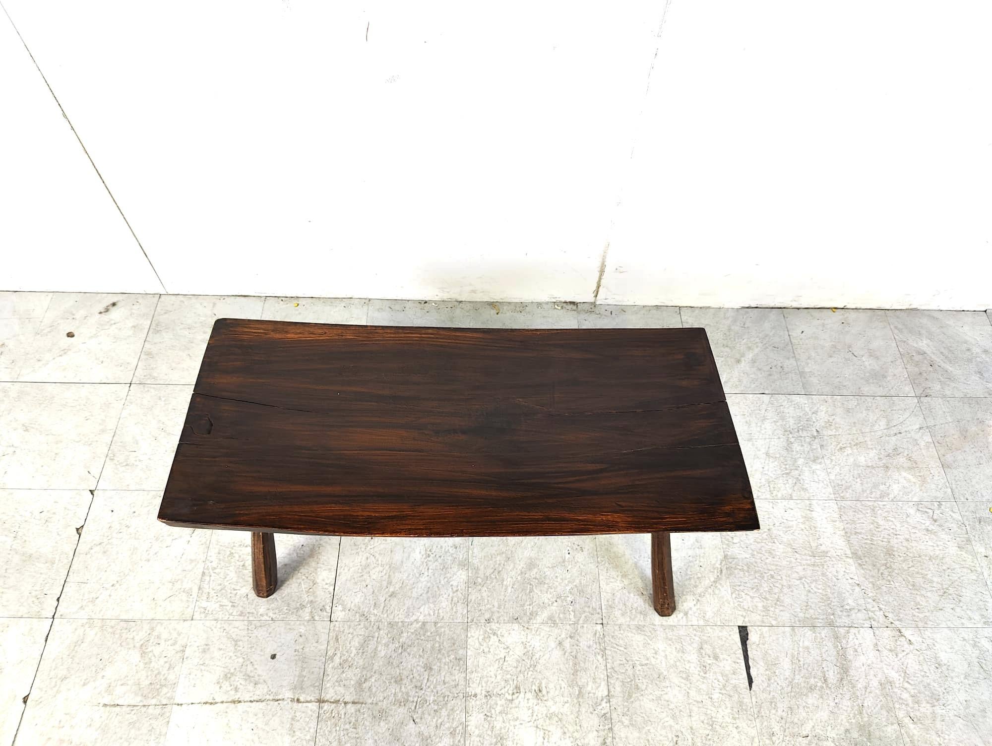 Mid-20th Century Solid wooden brutalist coffee table, 1960s For Sale