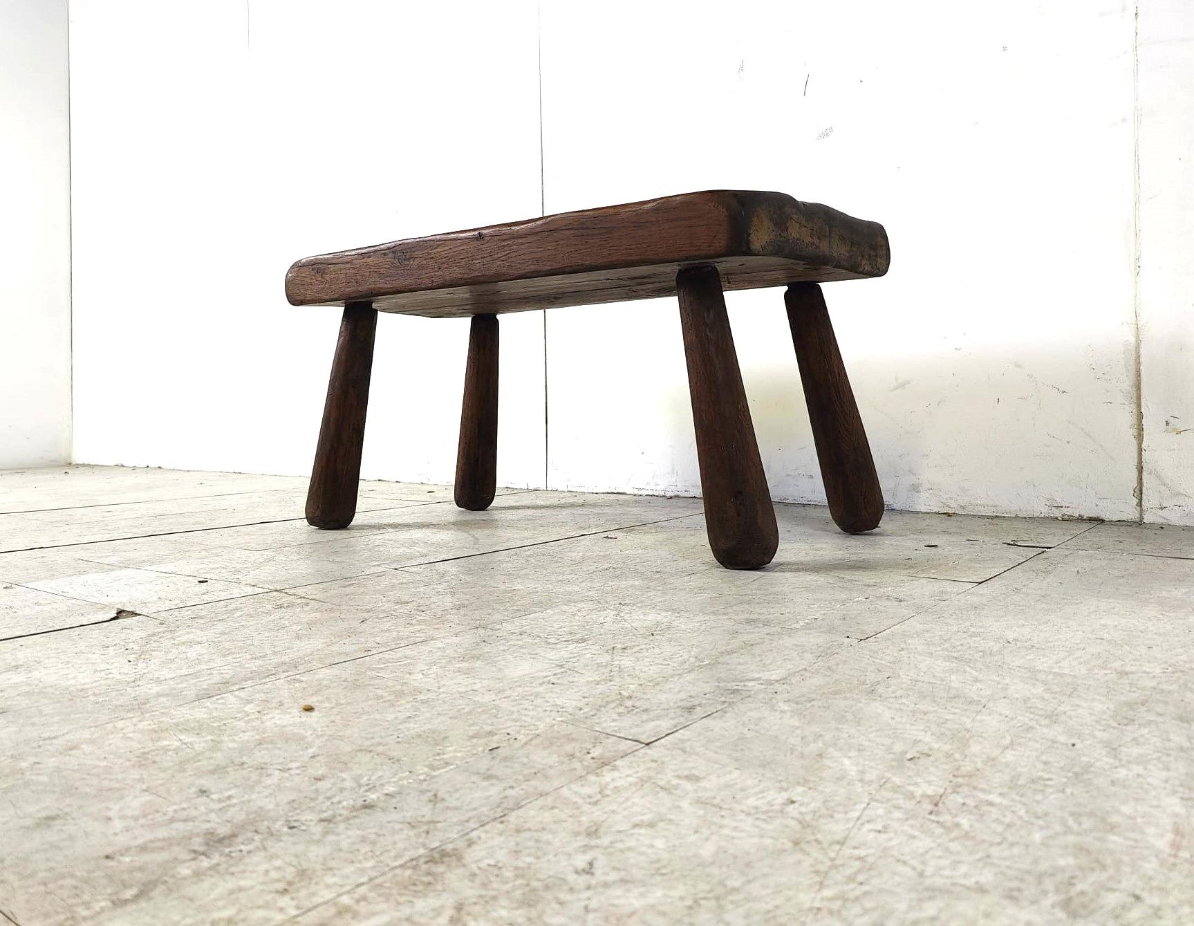 Solid wooden brutalist coffee table, 1960s For Sale 2