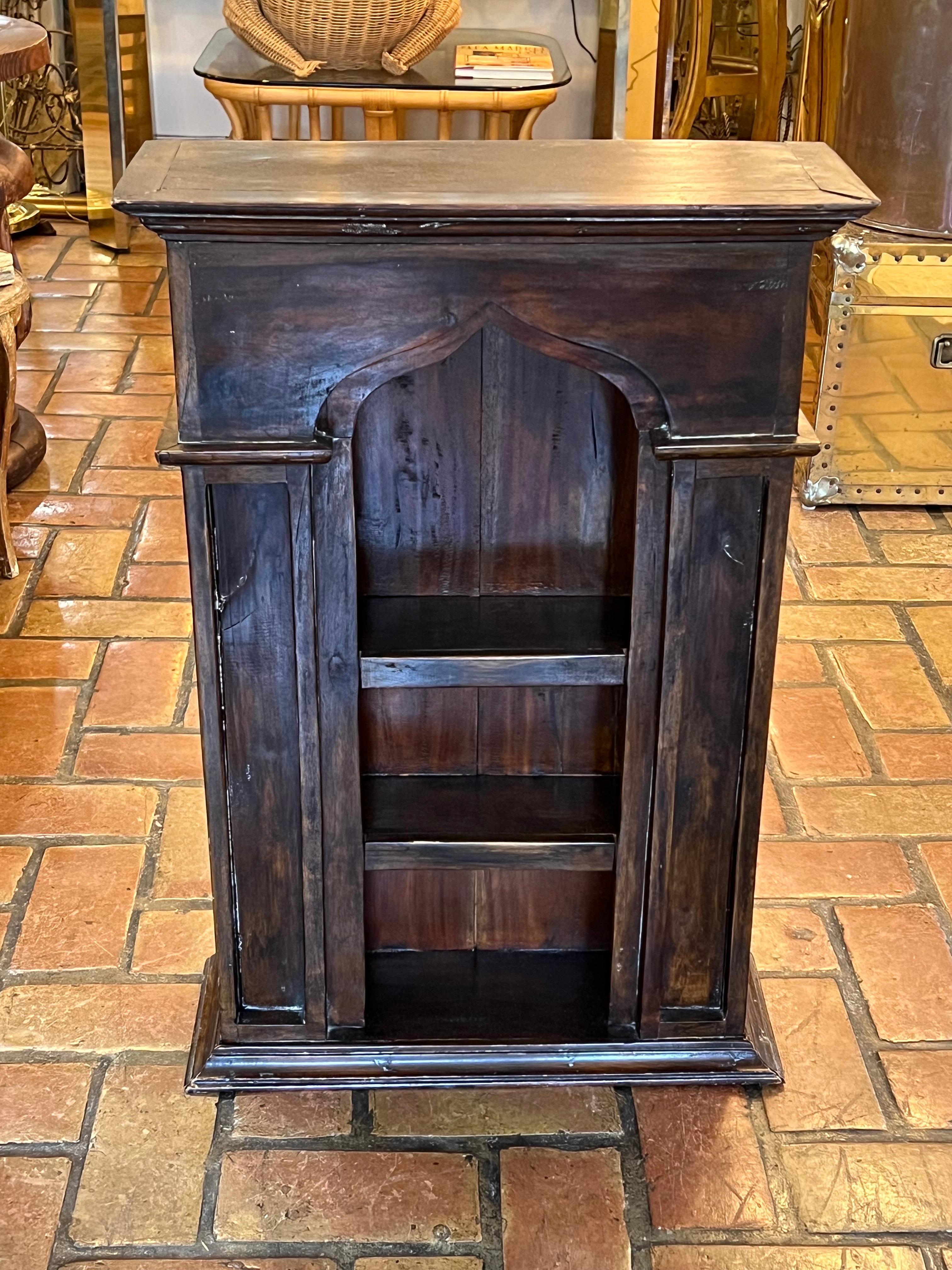 Solid Wooden Gothic Style Wall Shelf In Good Condition In Redding, CT