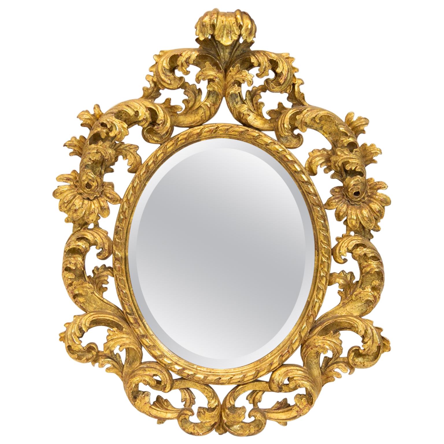 Solid Wooden Hand Carved and Gilt Mirror For Sale at 1stDibs