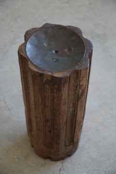 Solid Wooden Handcrafted Torchére, Floor Candle Holder from the 1920s