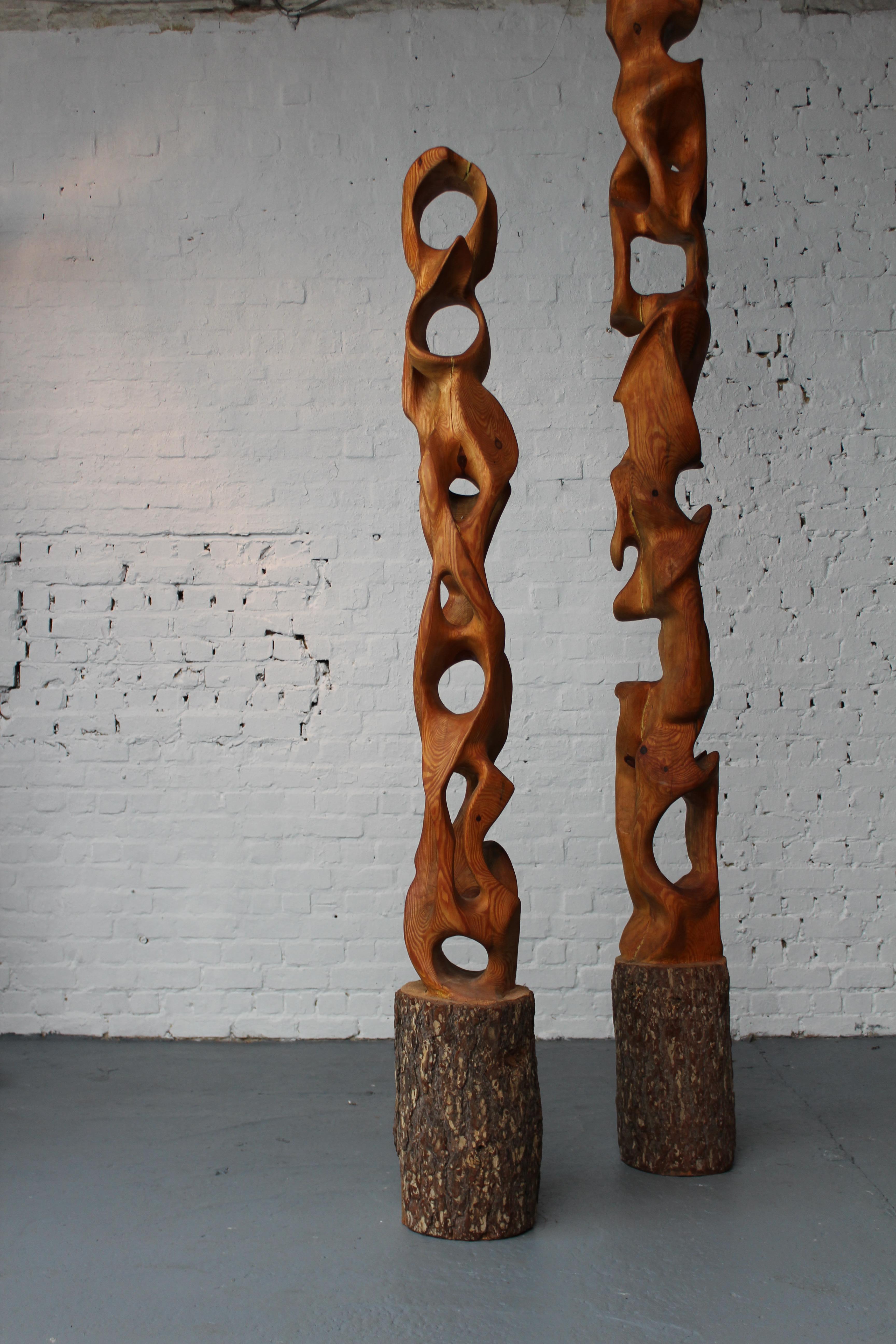 L'artista belga multimédia Marc Lampens utilizza per le sue opere d'arte due tronchi di pino che trasforma in un'opera d'arte creativa. Marc Lampens segue corsi di arti plastiche presso l'accademia d'arte di Oudenaarde e ha imparato a lavorare con