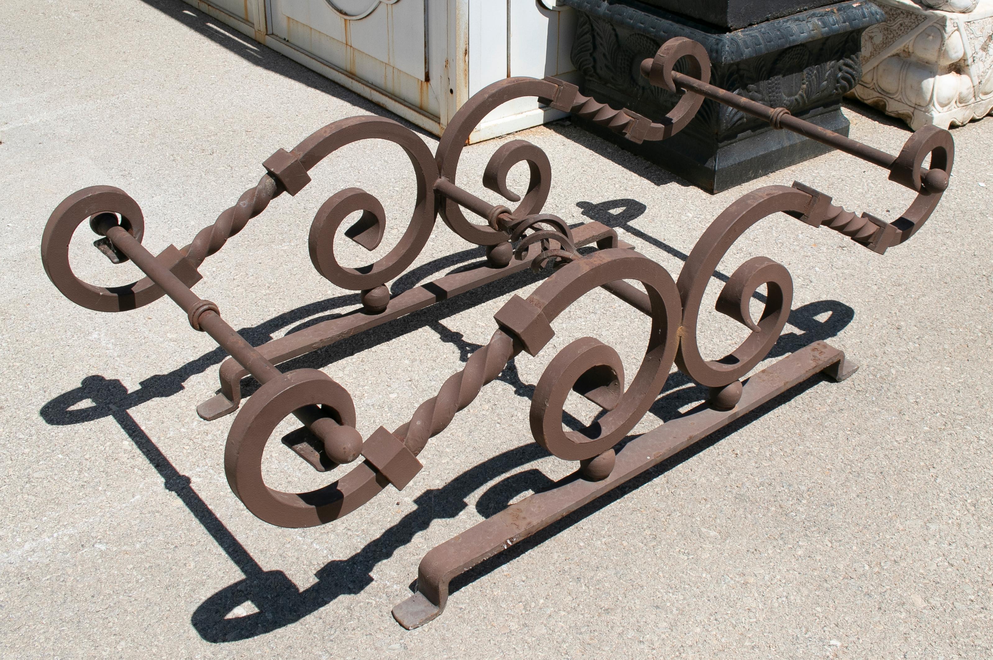 Solid wrought iron coffee table base.