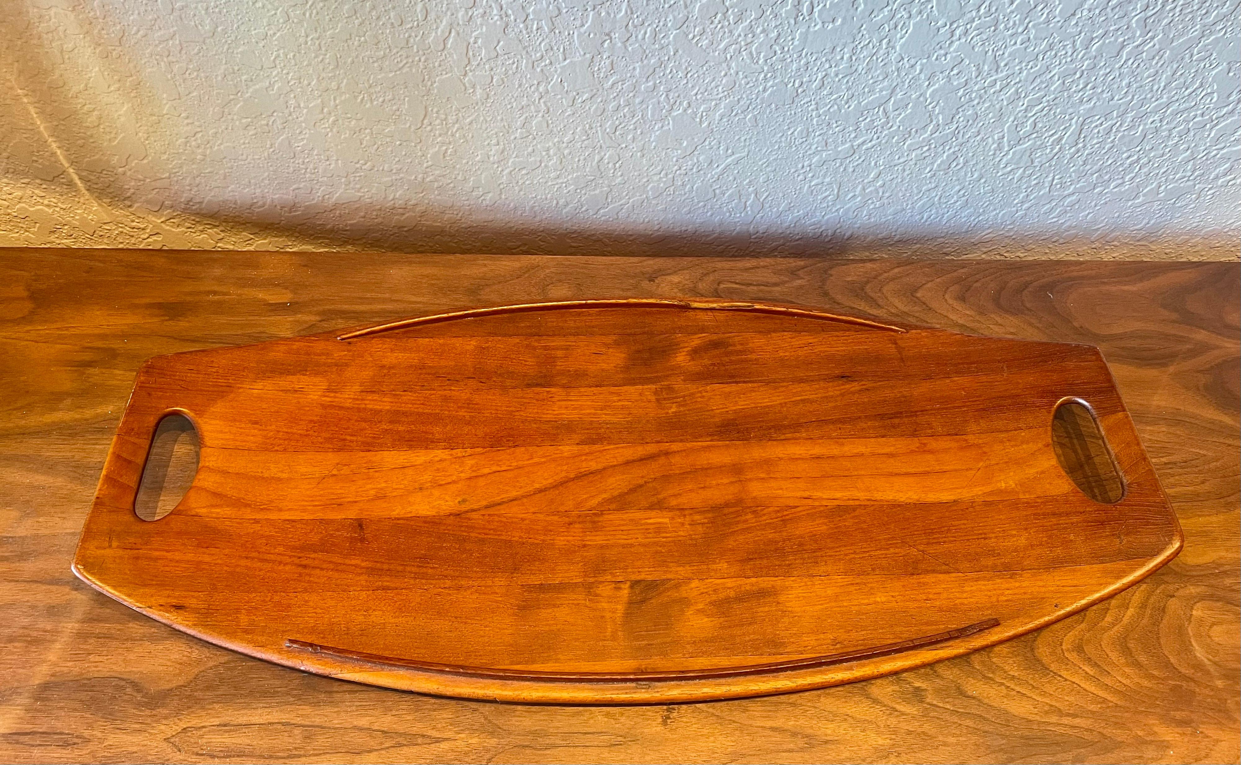 20th Century Solid Xlarge Teak Gondola Tray Designed by Quistgaard for Dansk Early Production For Sale