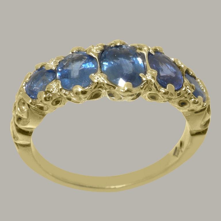 For Sale:  Solid Yellow 14KGold Natural Sapphire womens Band Ring Customizable 2