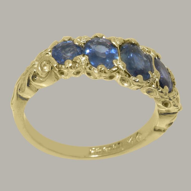 For Sale:  Solid Yellow 14KGold Natural Sapphire womens Band Ring Customizable 3
