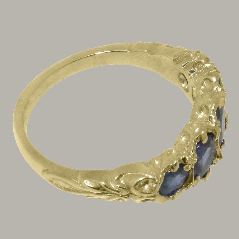 For Sale:  Solid Yellow 14KGold Natural Sapphire womens Band Ring Customizable 4