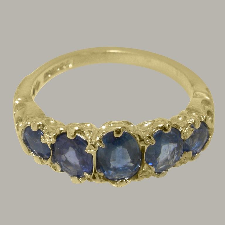 For Sale:  Solid Yellow 14KGold Natural Sapphire womens Band Ring Customizable 5