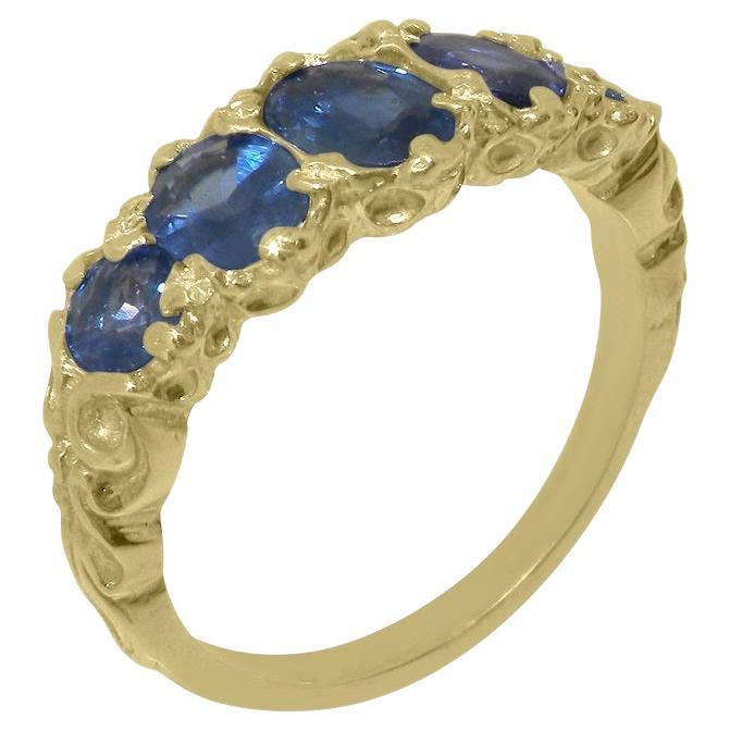 For Sale:  Solid Yellow 14KGold Natural Sapphire womens Band Ring Customizable