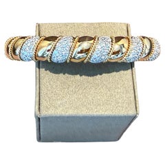 Bracelet manchette en or jaune et blanc massif
