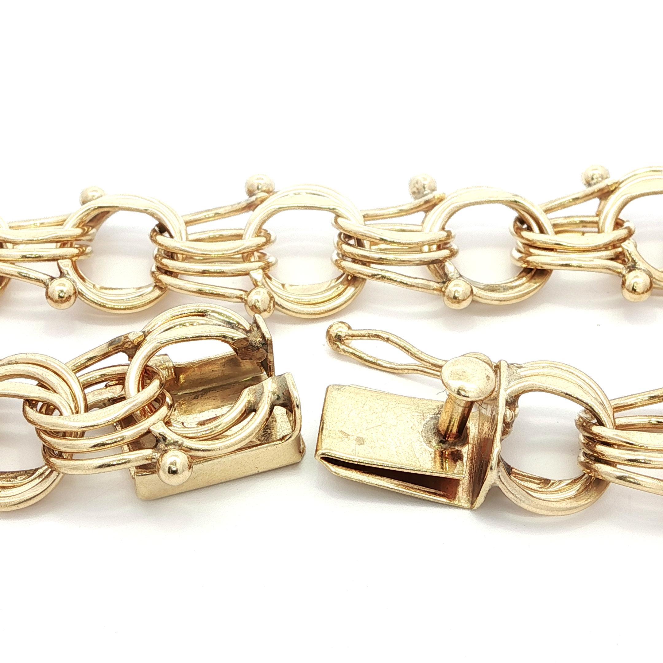 Pulsera de oro amarillo macizo con doble eslabón de 15,3 mm de ancho y cierre de presión en venta 2