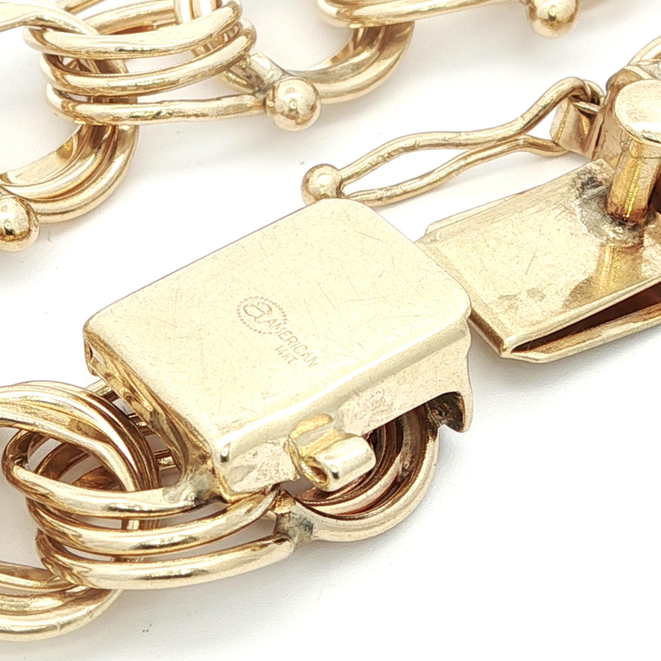 Pulsera de oro amarillo macizo con doble eslabón de 15,3 mm de ancho y cierre de presión en venta 3