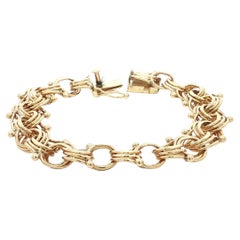Pulsera de oro amarillo macizo con doble eslabón de 15,3 mm de ancho y cierre de presión