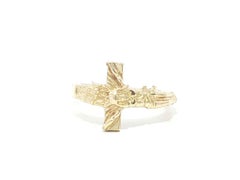 Solid Yellow Gold Detailed Crucifix Cross Band Ring Size 6.5