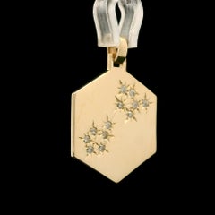 Solid Yellow Gold Diamond Scorpio Zodiac Star Alignment Medallion Pendant