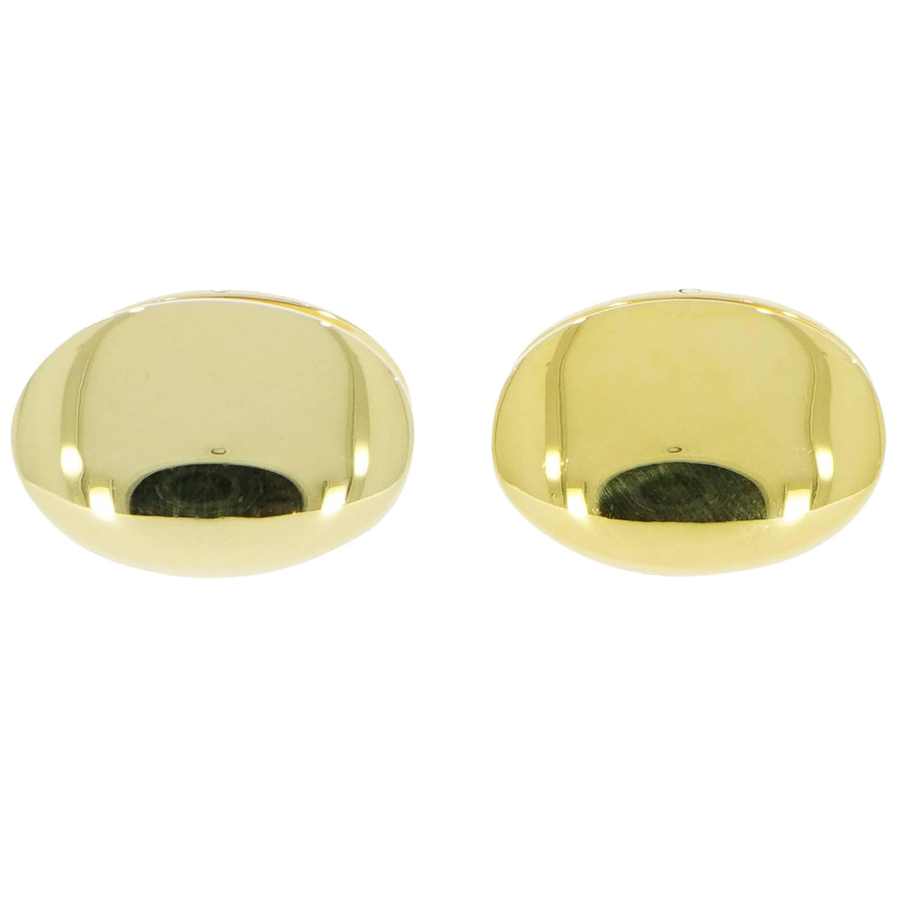 Solid Yellow Gold Double-Sided Oval Cufflinks For Sale