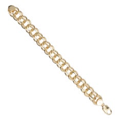 Solid Yellow Gold Double Spiral Link Charm Bracelet