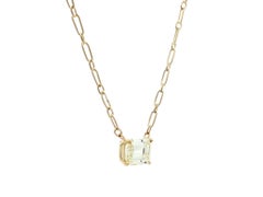 Solid Yellow Gold GIA M/VS 1.56ct Emerald Cut Diamond Solitaire Pendant Necklace