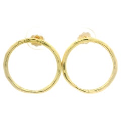 Pendientes de oro amarillo macizo acabado textura martillada círculo abierto Petite Everyday