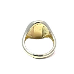 Solid Yellow Gold Natural Wein*r Cut Diamond Signet Ring