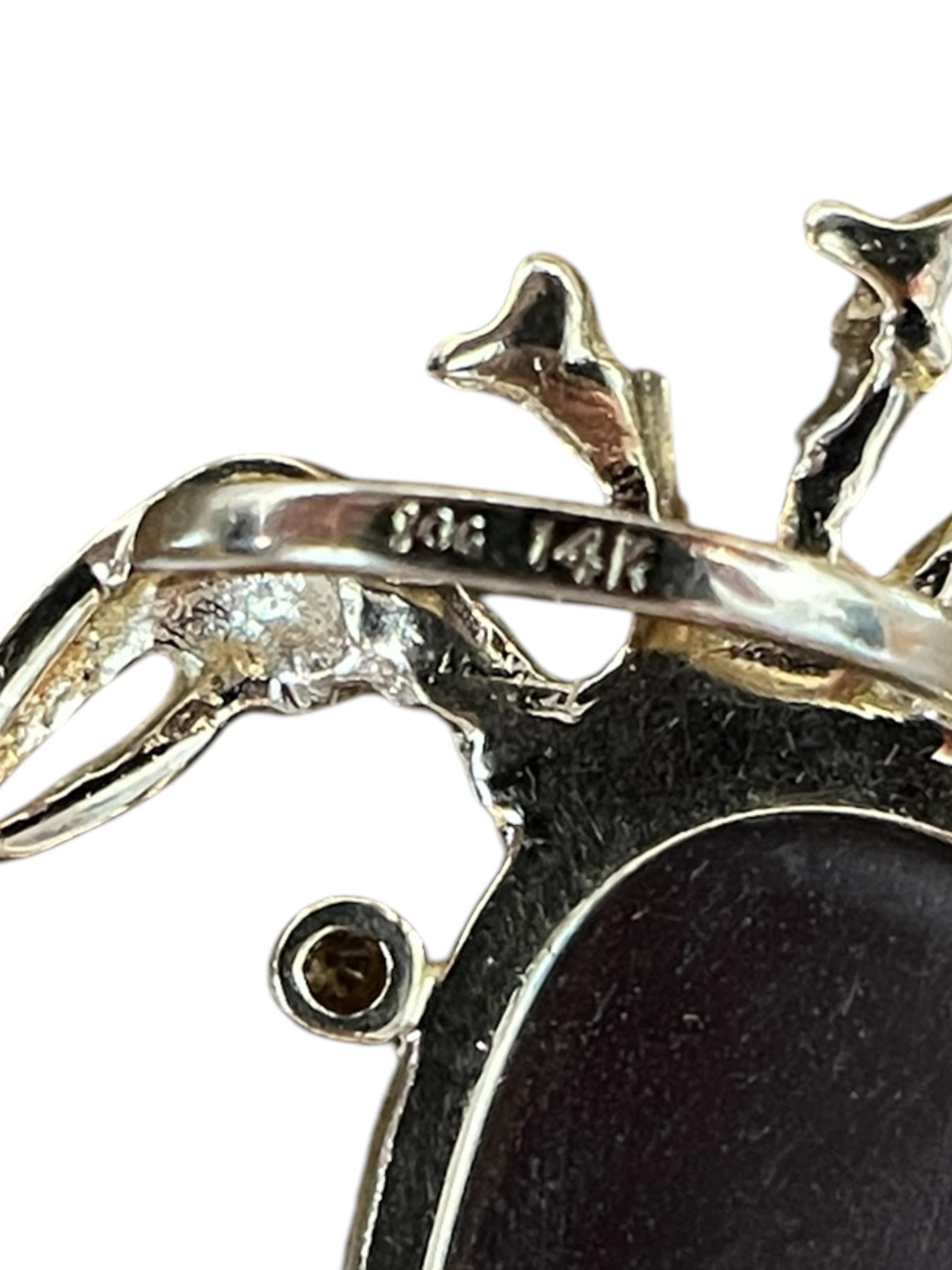 Taille mixte Pendentif crabe doublet en or jaune massif opale et dia en vente