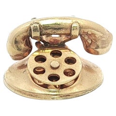 Pendentif breloque téléphone rotatif en or jaune massif