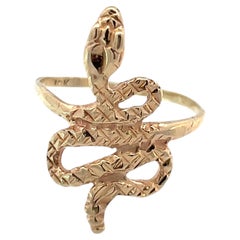 Anillo de serpiente de oro amarillo de 10 quilates, unisex, diseño escultural, tamaño 6,25