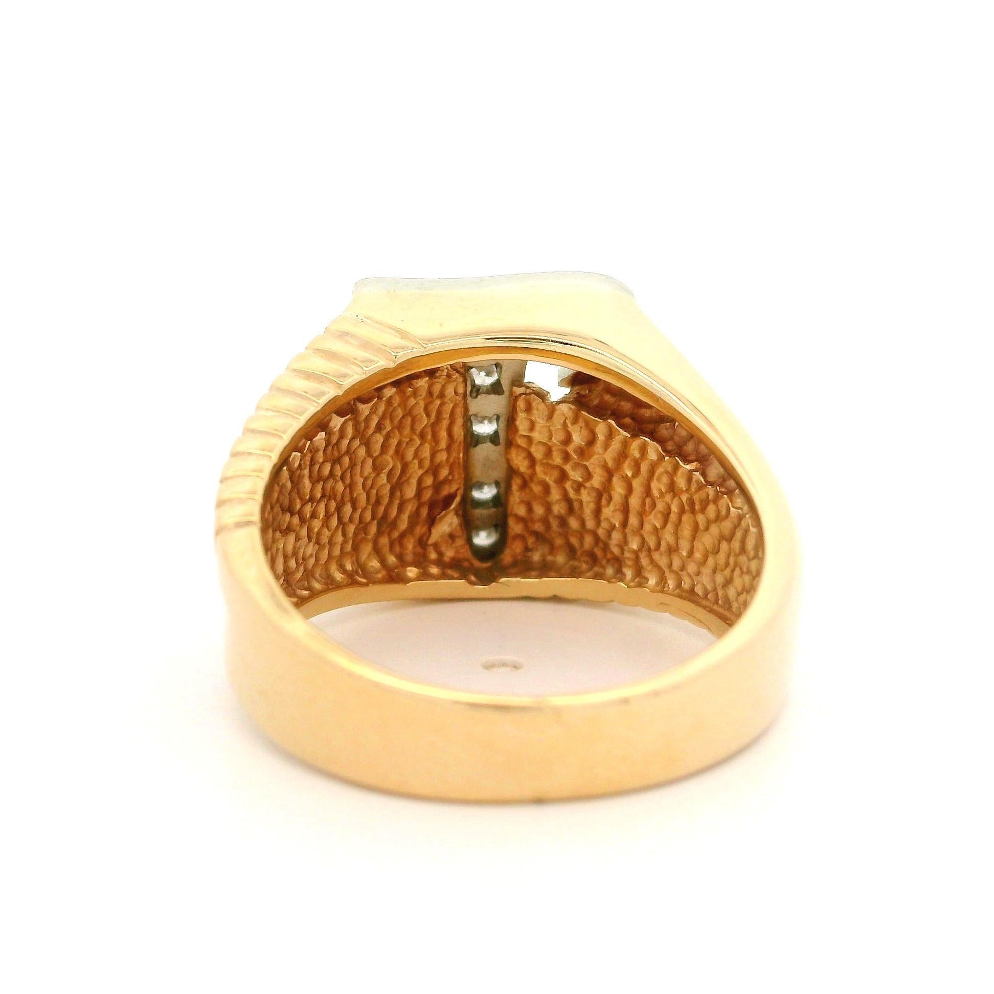 Brilliant Cut Solid Yellow & White Gold 0.09ctw Diamond T Initial Grooved Polished Ring For Sale
