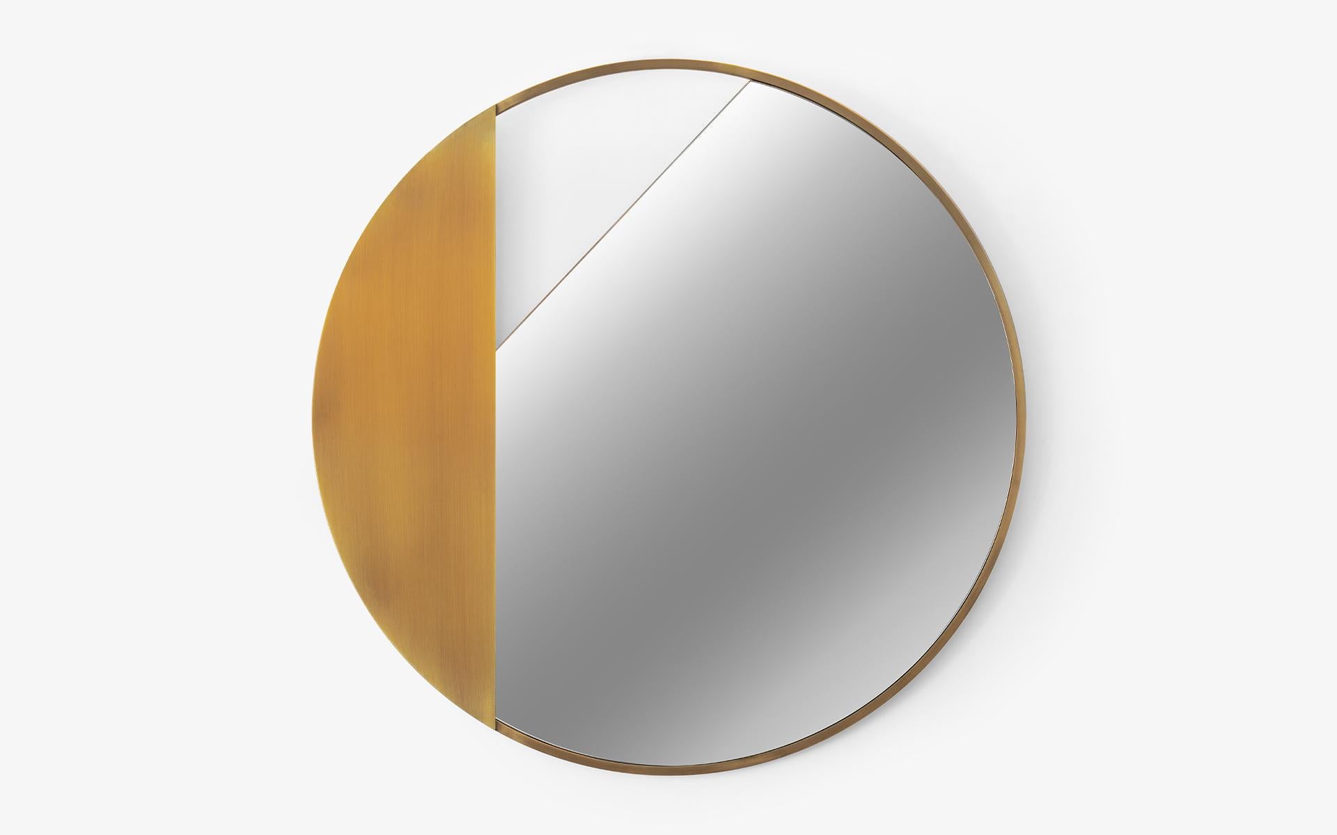 Organic Modern Solida Brass Circular Mirror For Sale