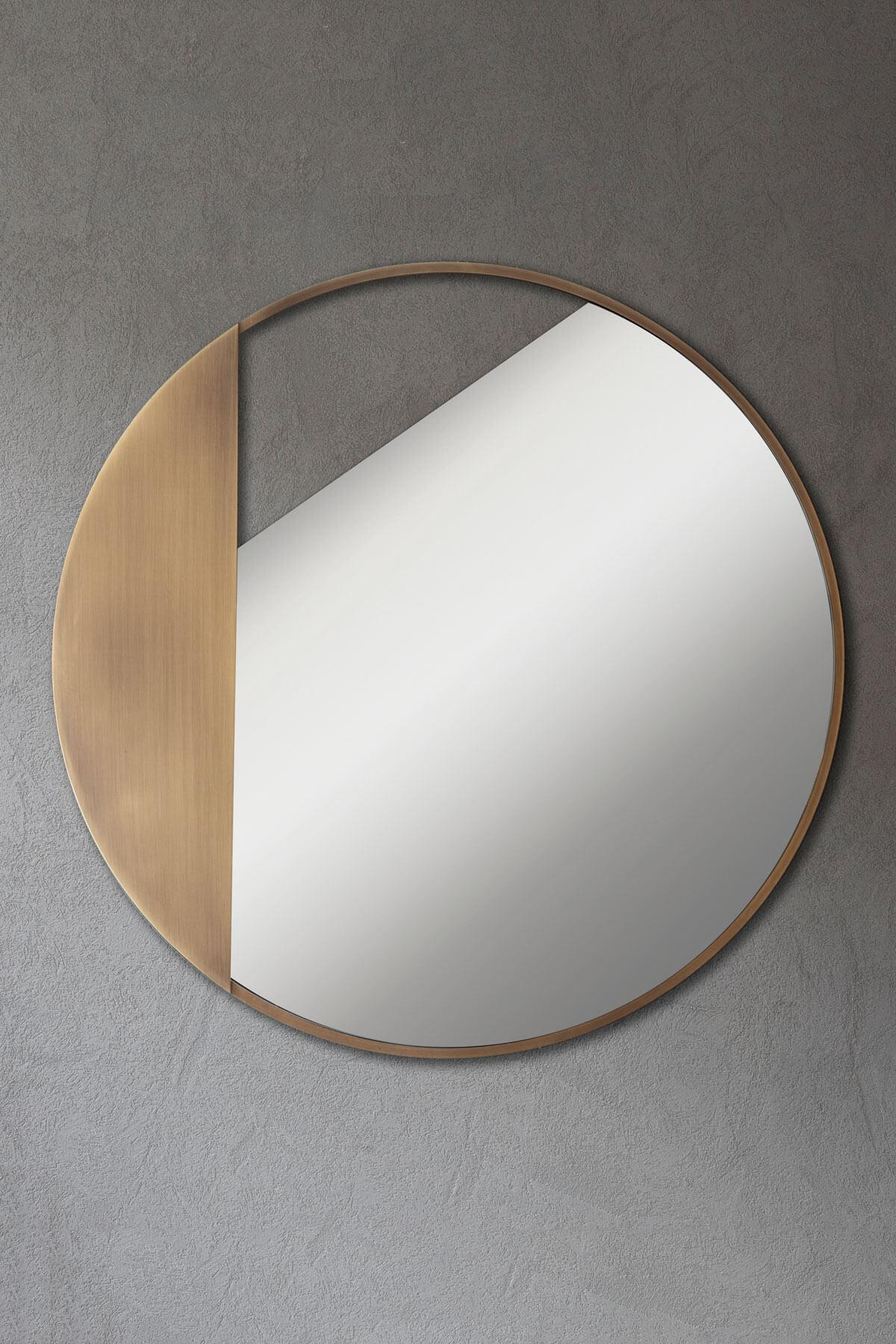 Metalwork Solida Brass Circular Mirror For Sale