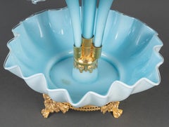 Soliflore, Bowl, Blue Opaline and Gilt Bronze, Napoleon III Period, XIXᵉ Century