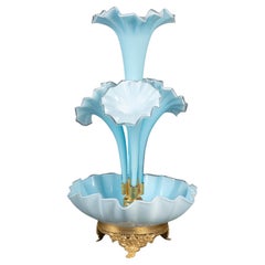Soliflore, Bowl, Blue Opaline and Gilt Bronze, Napoleon III Period, XIXᵉ Century